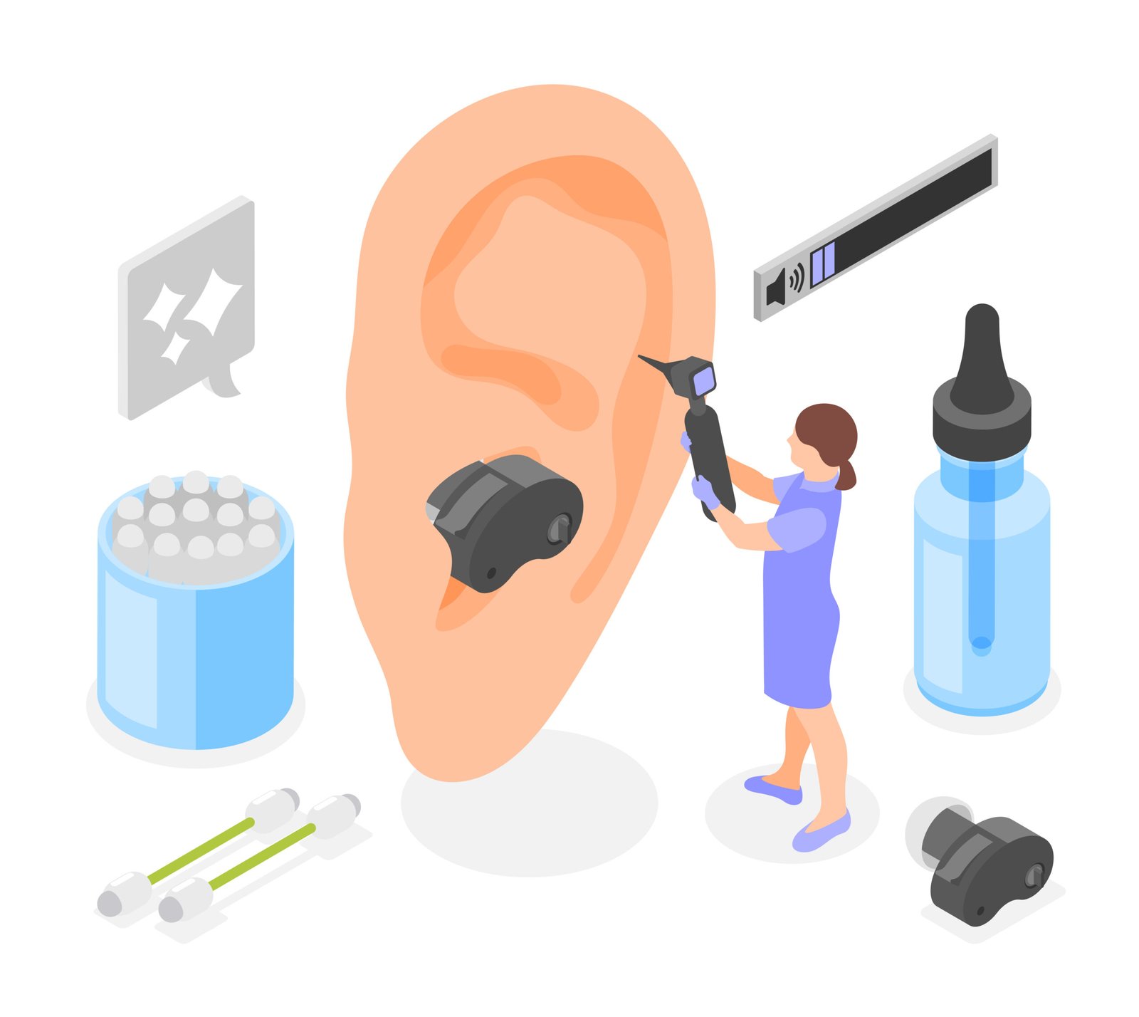 hearing hygiene isometric concept